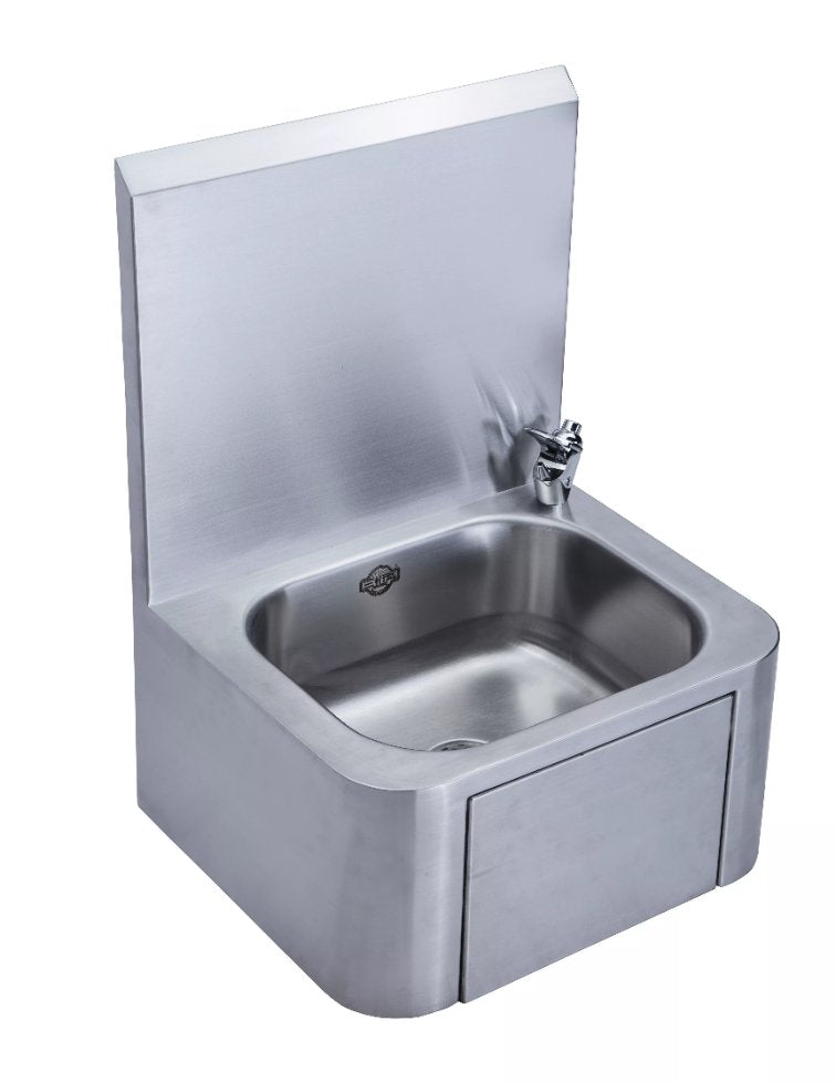 Wall Mount Knee Operated Hand Washing Sink With Splashback