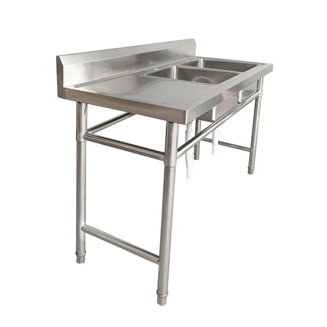 Double Bowl Sink - 1700mm x 700mm x 900mm High - LHS & RHS Work Area