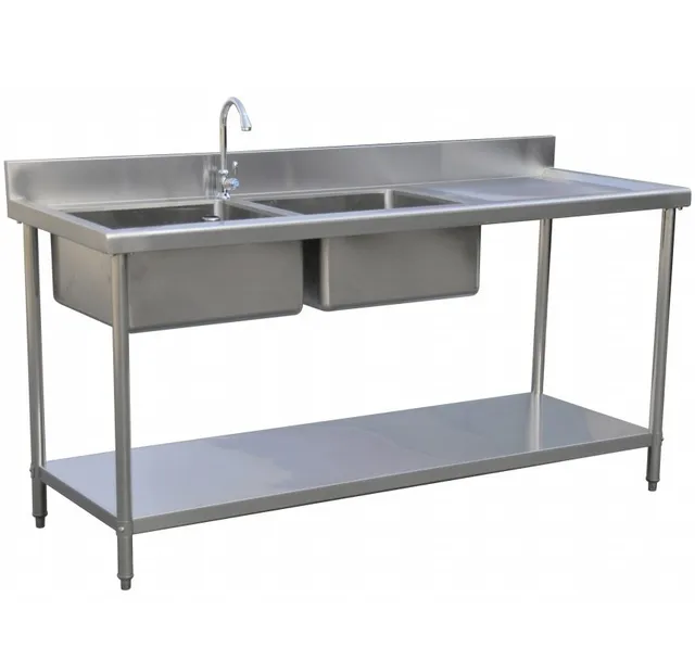Double Bowl Sink - 1700mm x 700mm x 900mm High - RHS Work Area