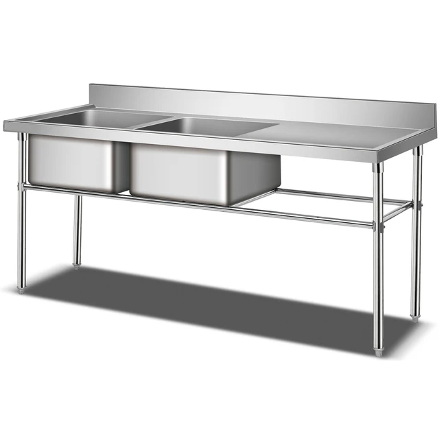 Double Bowl Sink - 1700mm x 700mm x 900mm High - RHS Work Area