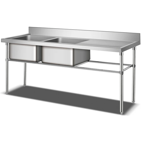 Double Bowl Sink - 1700mm x 700mm x 900mm High - RHS Work Area