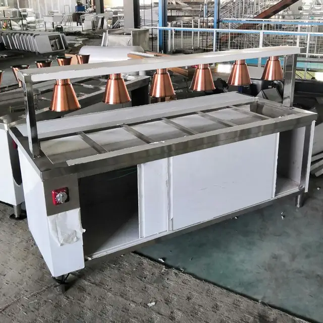 COMMERCIAL BAIN MARIE FOOD WARMER WITH LAMPS - 1900mm x 700mm x 900mmH