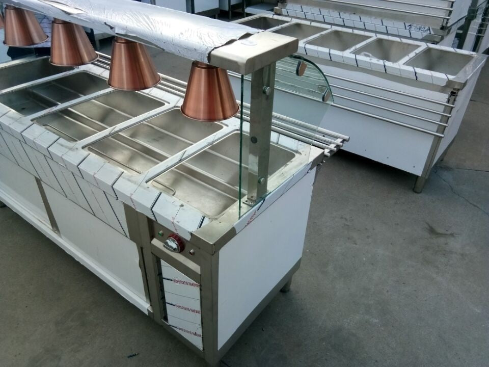 COMMERCIAL BAIN MARIE FOOD WARMER WITH LAMPS - 1900mm x 700mm x 900mmH