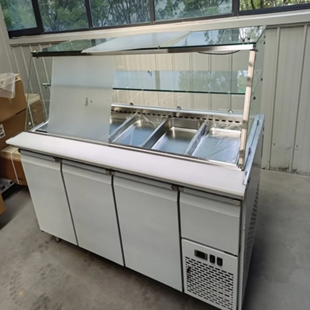 Cold Food Display Refrigerator- 4 Division Cold Bain Marie - 1500mm x 800mm x 900mm + 300mmH
