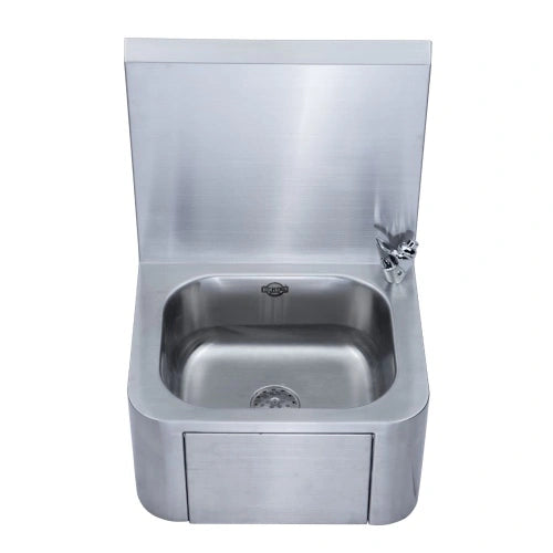 Wall Mount Knee Operated Hand Washing Sink With Splashback