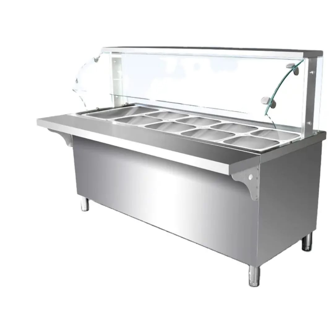 GLASS COVER COMMERCIAL BAIN MARIE FOOD WARMER 3 DIVISION - 1220mm x 700mm x 900mmH