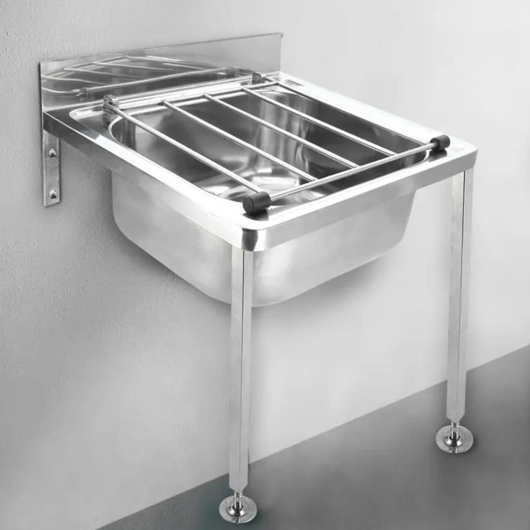 Commercial Stainless Steel Wall Mounted / Floor Mounted Dual Use Cleaner's Sink, Janitor Sink, Utility Sink - 600mm x 700mm x 900mmH