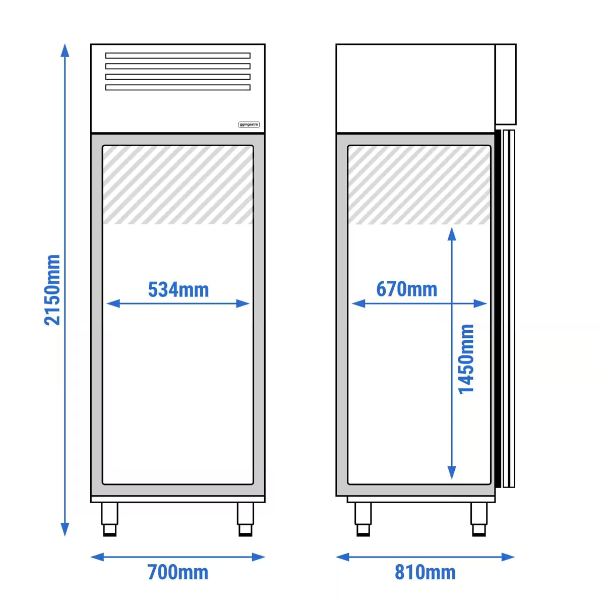 Commercial Upright Freezer PREMIUM – 650L – Stainless Steel – -22 to -18 °C – 1 Door