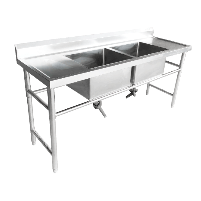 Double Bowl Sink - 1700mm x 700mm x 900mm High - LHS & RHS Work Area