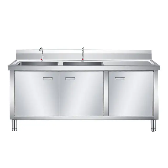 Double Bowl Sink Cabinet - 1700mm x 700mm x 900mmH - RHS WORK AREA