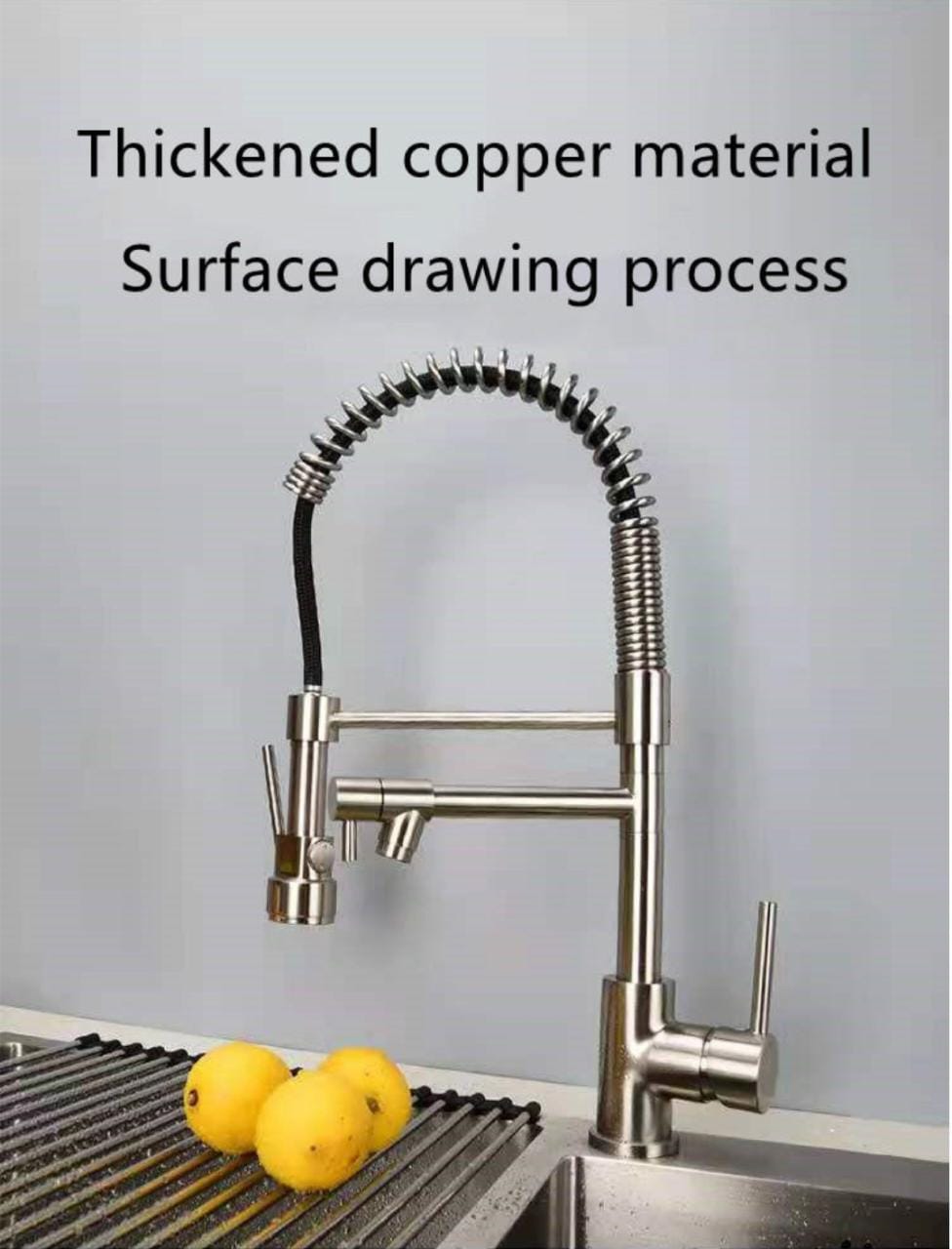 Sturdy Silver Pull Out Spring Kitchen Sink Faucet With Single Handle Water Tap
