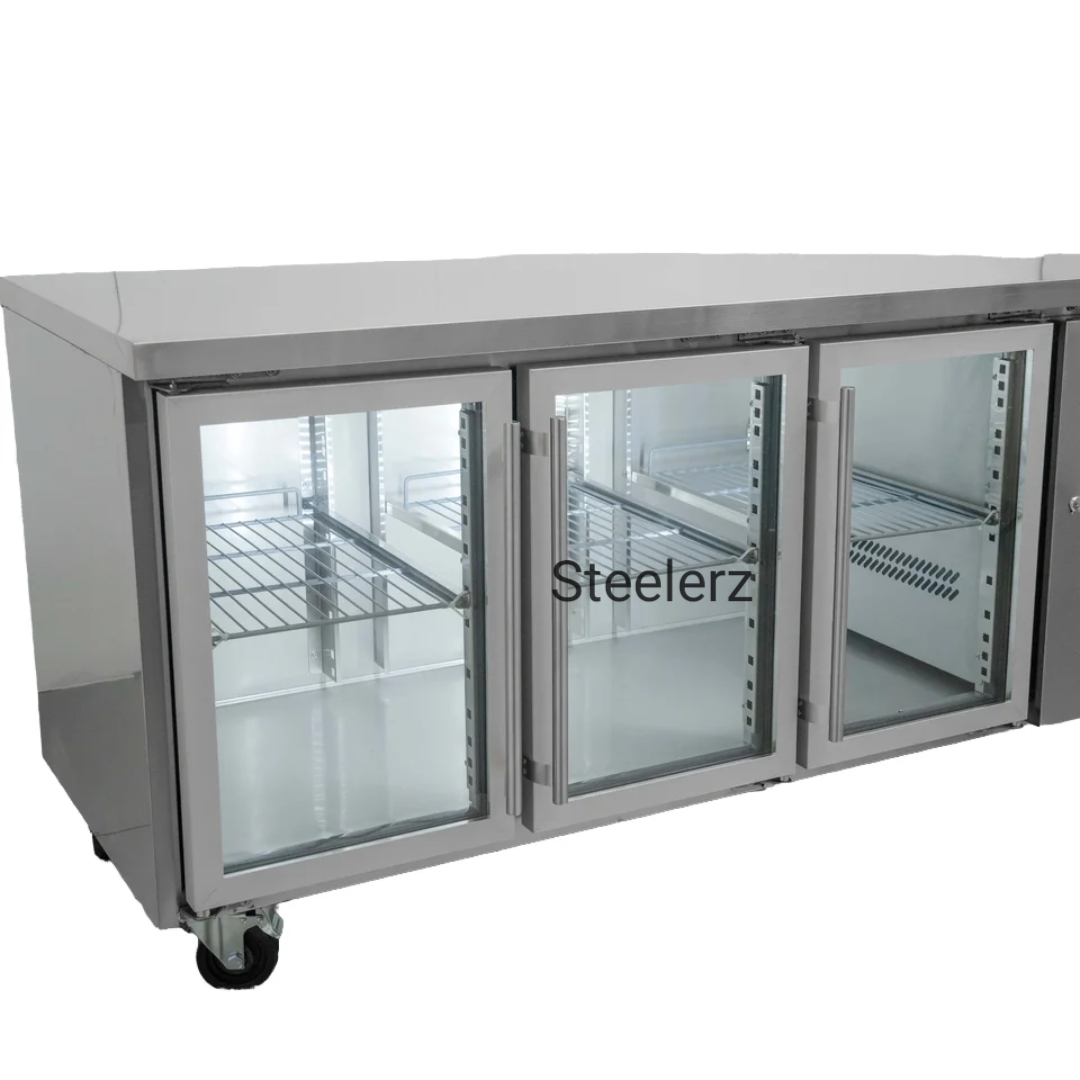 3 Glass Door Commercial Undercounter Refrigerator -1795mm x 700mm x 850mmH
