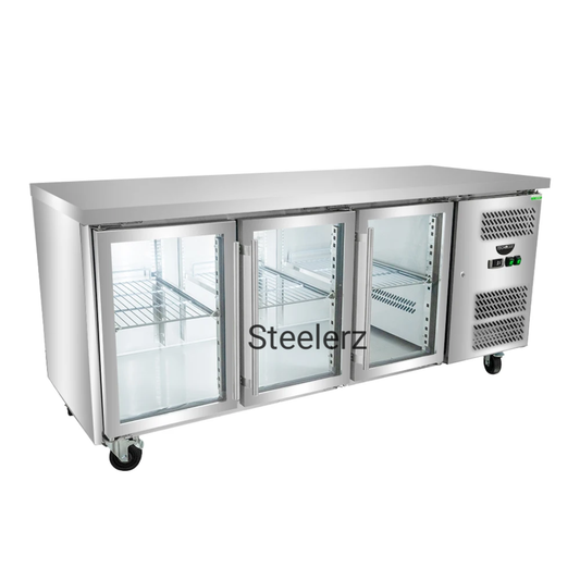 3 Glass Door Commercial Undercounter Refrigerator -1795mm x 700mm x 850mmH