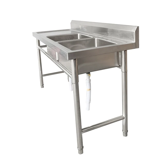 Double Bowl Sink 2300mm  x 650mm  x 900mm High  LHS & RHS Work Area