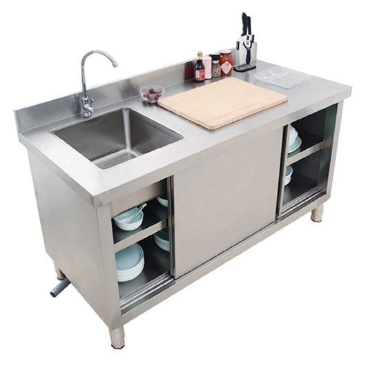 Single Bowl Sink Cabinet - 1700mm x 700mm x 900mmH - RHS Work Area