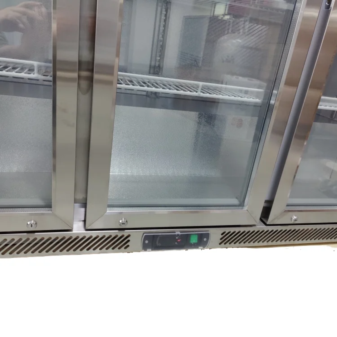 Commercial Back Bar Cooler 3 Glass Swing Doors 320 L PREMIUM – Stainless Steel - 1350 mm - 2 Shelves - +2 to +8 °C