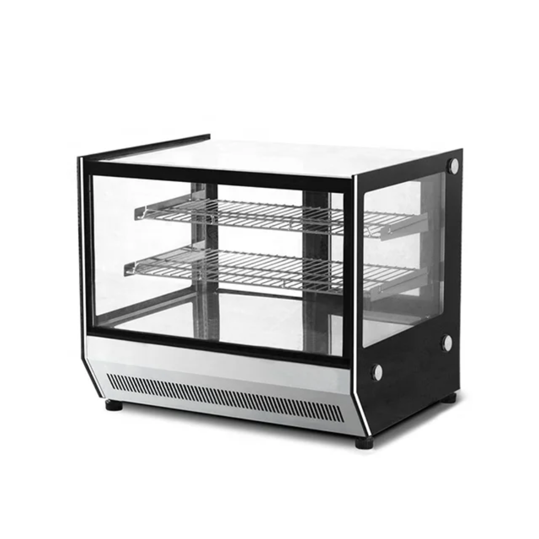 Countertop PASTRY/CAKE Display Fridge 160L – Flat glass - 2 shelves - 2 sliding Doors - Stainless Steel