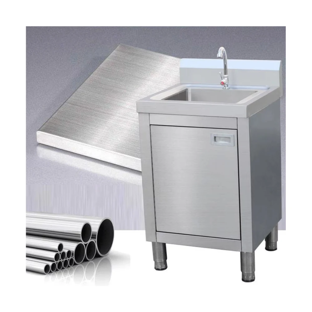 Stainless Steel Sink Cabinet With Splashback  - Single Bowl - 650mm x 700mm x 900mmH + 150mm Splashback