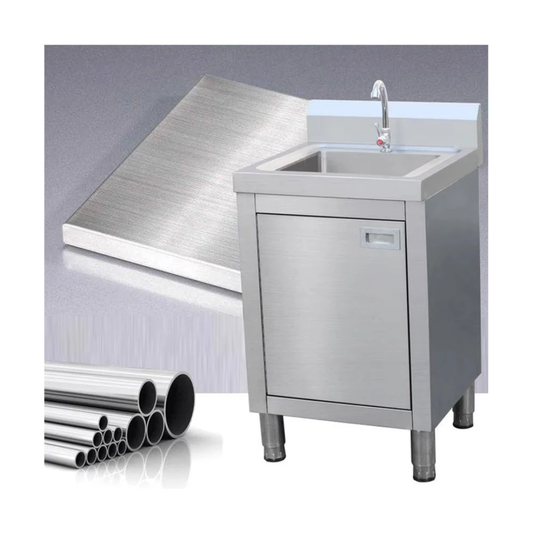 Stainless Steel Sink Cabinet With Splashback  - Single Bowl - 650mm x 700mm x 900mmH + 150mm Splashback