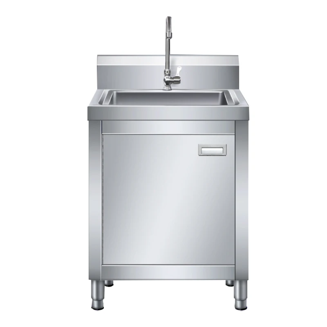 Stainless Steel Sink Cabinet With Splashback  - Single Bowl - 650mm x 700mm x 900mmH + 150mm Splashback