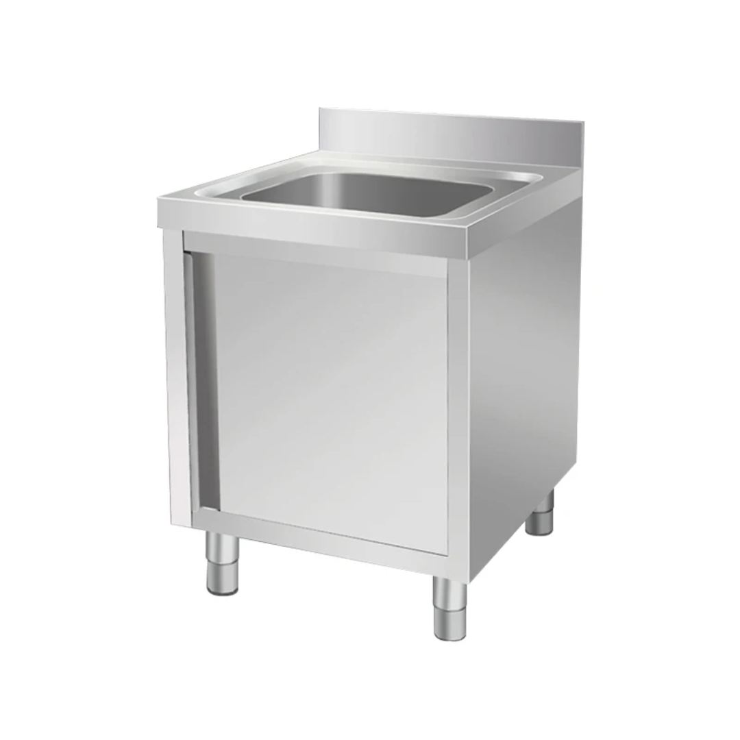 Stainless Steel Sink Cabinet With Splashback  - Single Bowl - 650mm x 700mm x 900mmH + 150mm Splashback