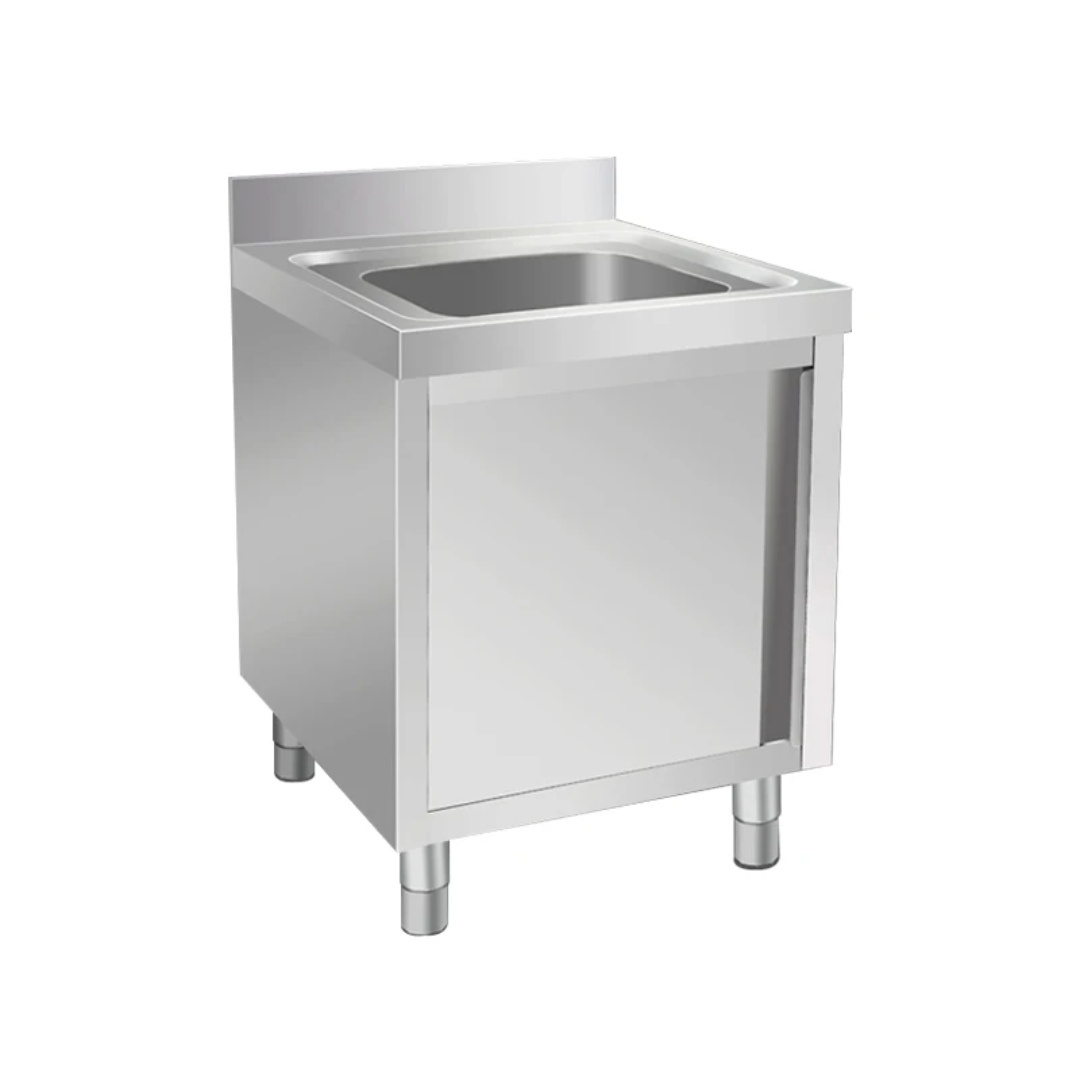 Stainless Steel Sink Cabinet With Splashback  - Single Bowl - 650mm x 700mm x 900mmH + 150mm Splashback