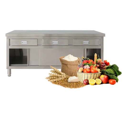 Stainless Steel Drawer Cabinet Service Counter 3 Top Drawers - 1800m x 700mm x 900mmH