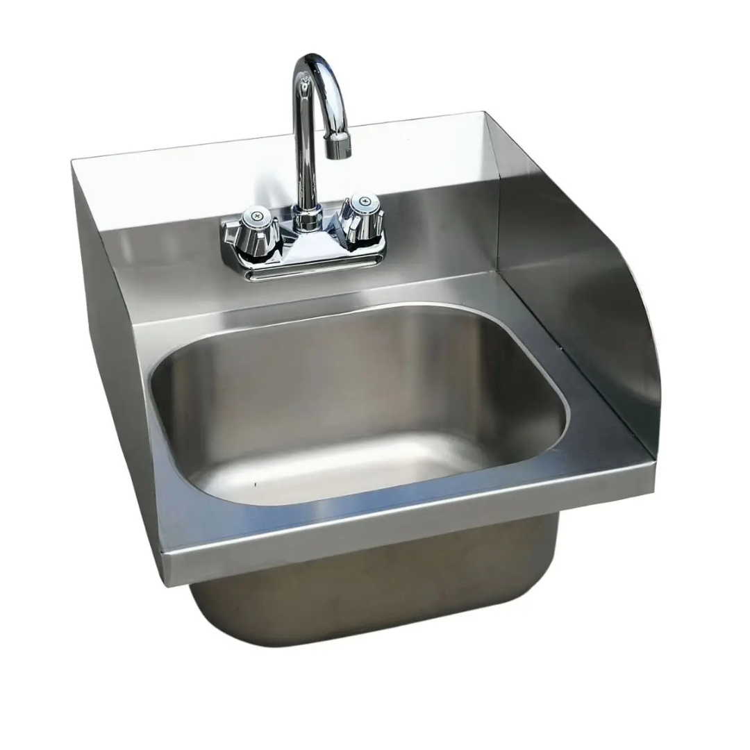 Commercial Stainless Steel Hand Wash Sink Wall Mount  Sink With Side Splas