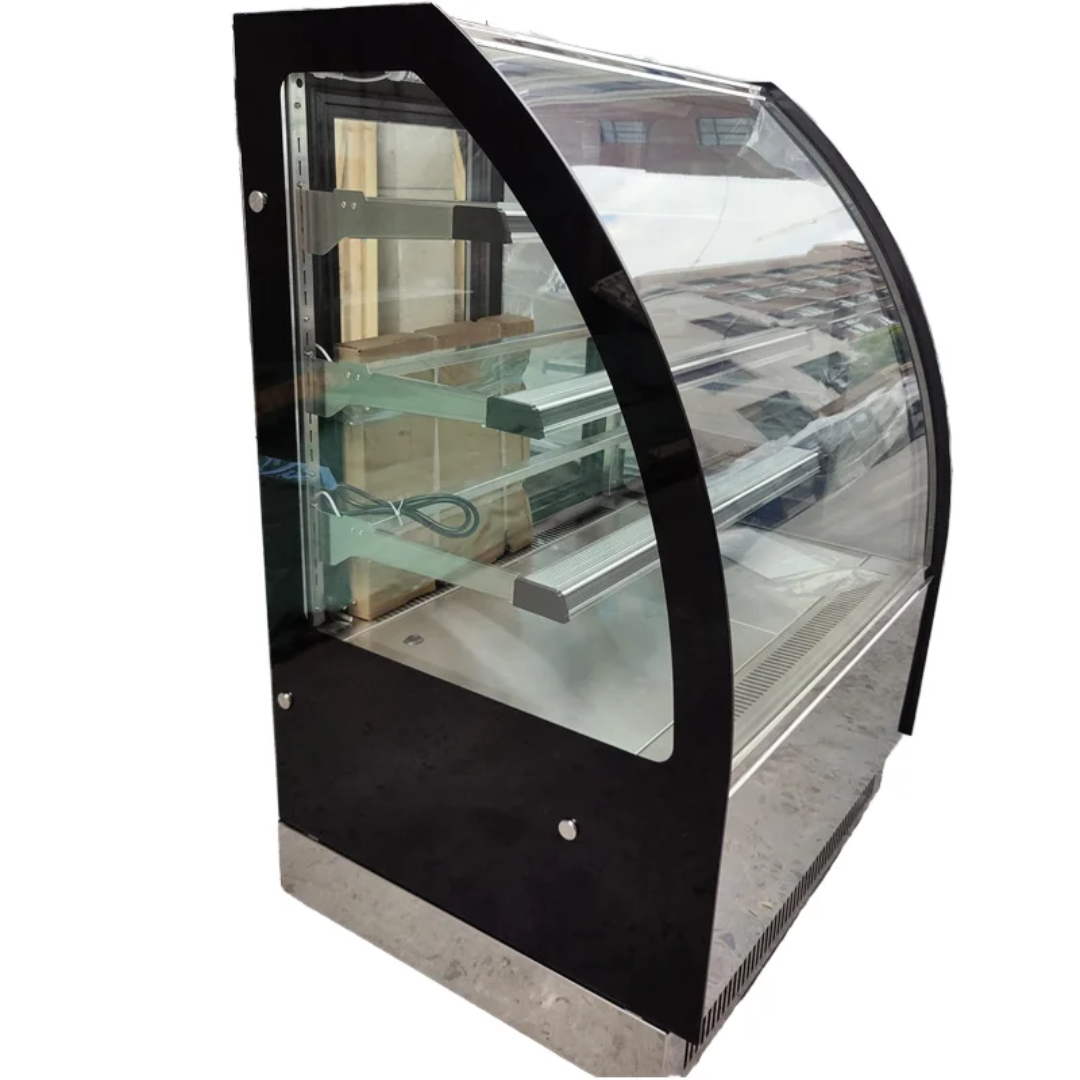 COMMERCIAL HOT PASTRY/CAKE DISPLAY  - CURVED GLASS- 524L - 1500mm - 3 Tier - Stainless Steel