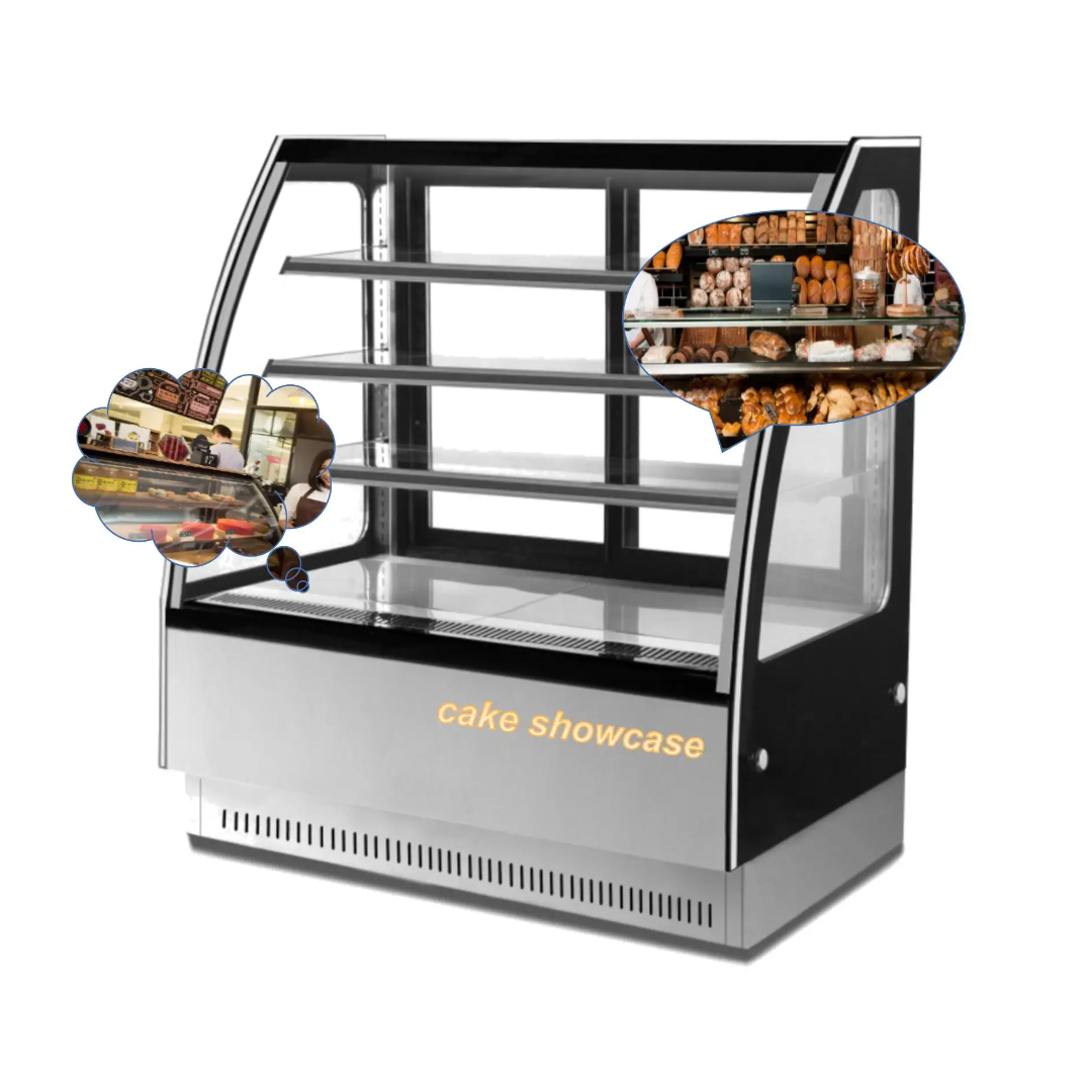 COMMERCIAL HOT PASTRY/CAKE DISPLAY  - CURVED GLASS- 524L - 1500mm - 3 Tier - Stainless Steel