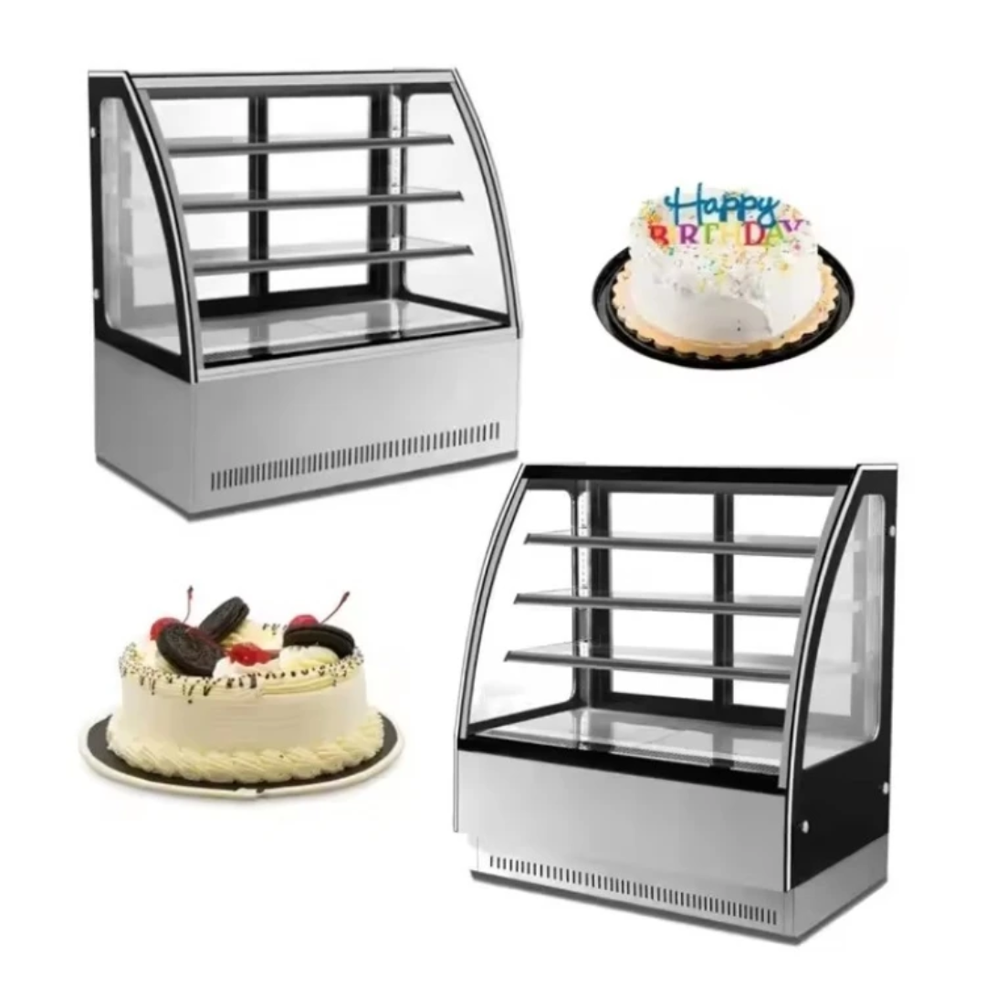 COMMERCIAL CAKE DISPLAY FRIDGE - CURVED GLASS- 524L - 1500mm - 3 Tier - Stainless Steel