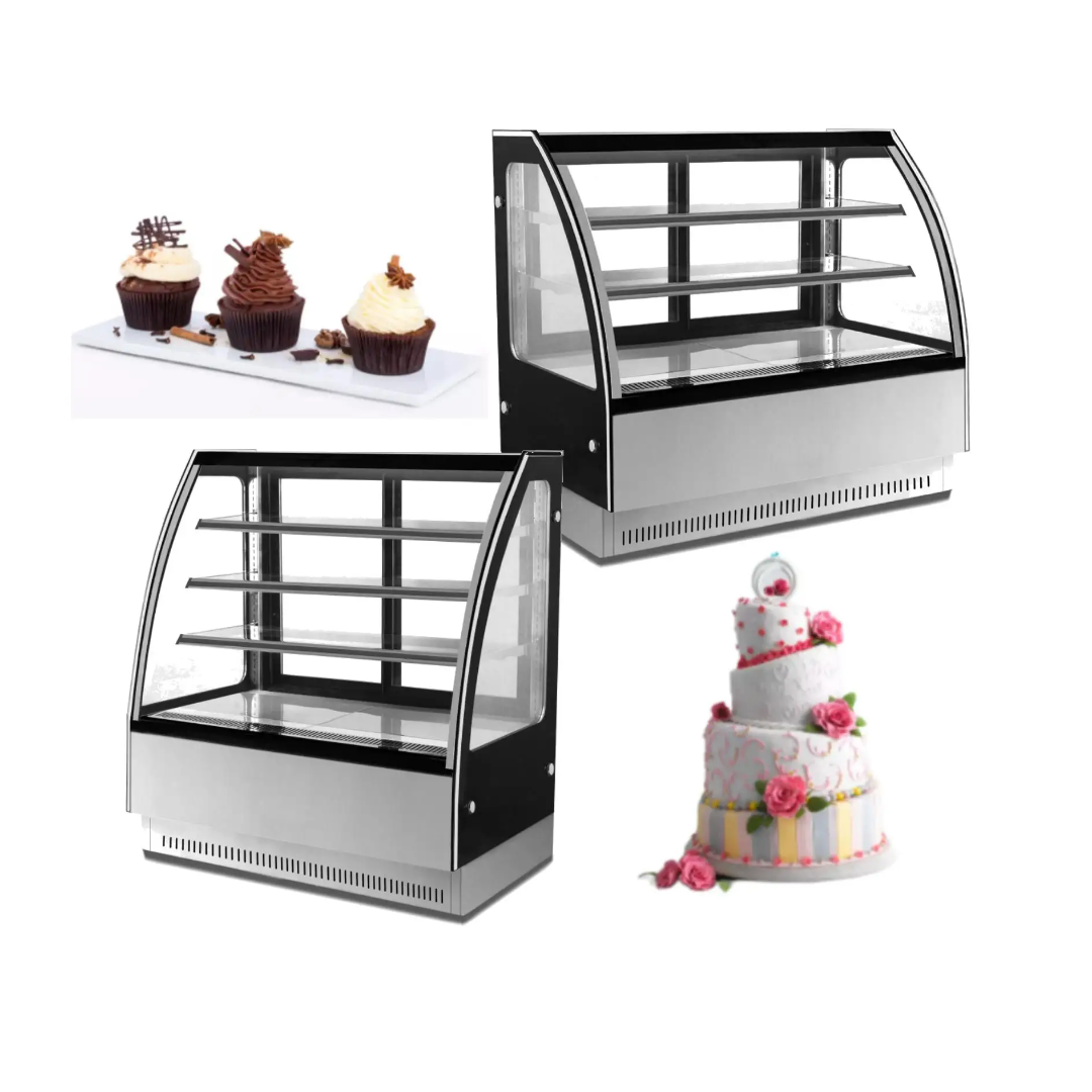 COMMERCIAL CAKE DISPLAY FRIDGE - CURVED GLASS- 524L - 1500mm - 3 Tier - Stainless Steel