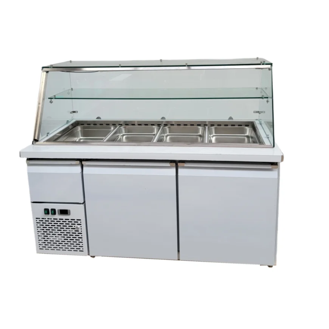 Cold Food Display Refrigerator- 4 Division Cold Bain Marie - 1500mm x 800mm x 900mm + 300mmH