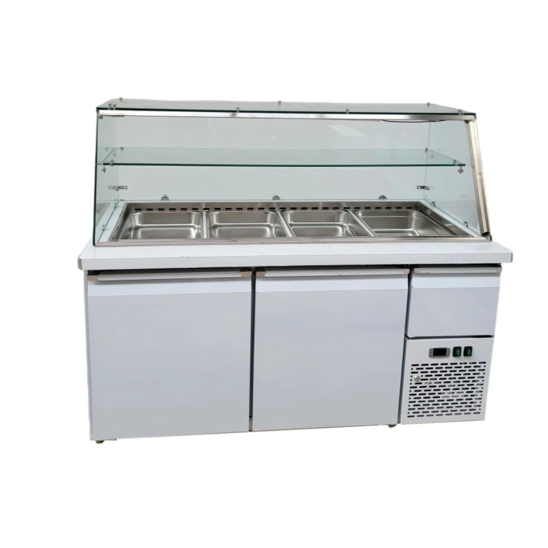 Cold Food Display Refrigerator- 4 Division Cold Bain Marie - 1500mm x 800mm x 900mm + 300mmH