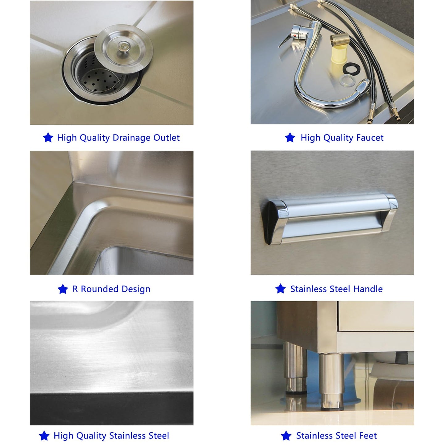 Single Bowl Sink Cabinet - 1700mm x 700mm x 900mmH - RHS Work Area