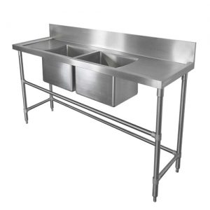 Double Bowl Sink 2300mm  x 650mm  x 900mm High  LHS & RHS Work Area