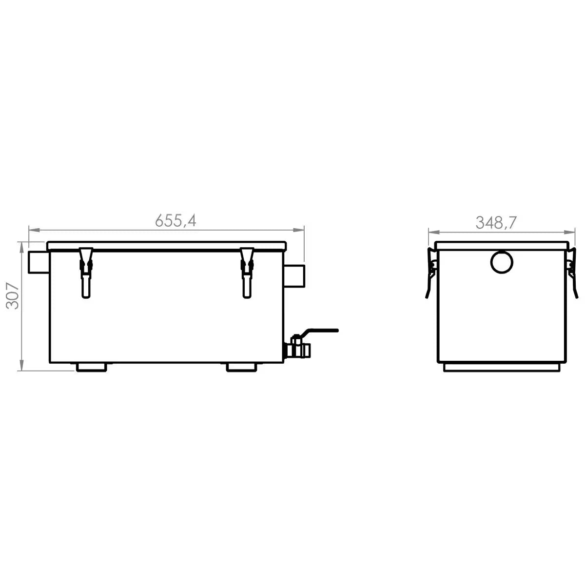 Stainless Steel Commercial Grease Trap – 20L - 655 x 340 x 316mm