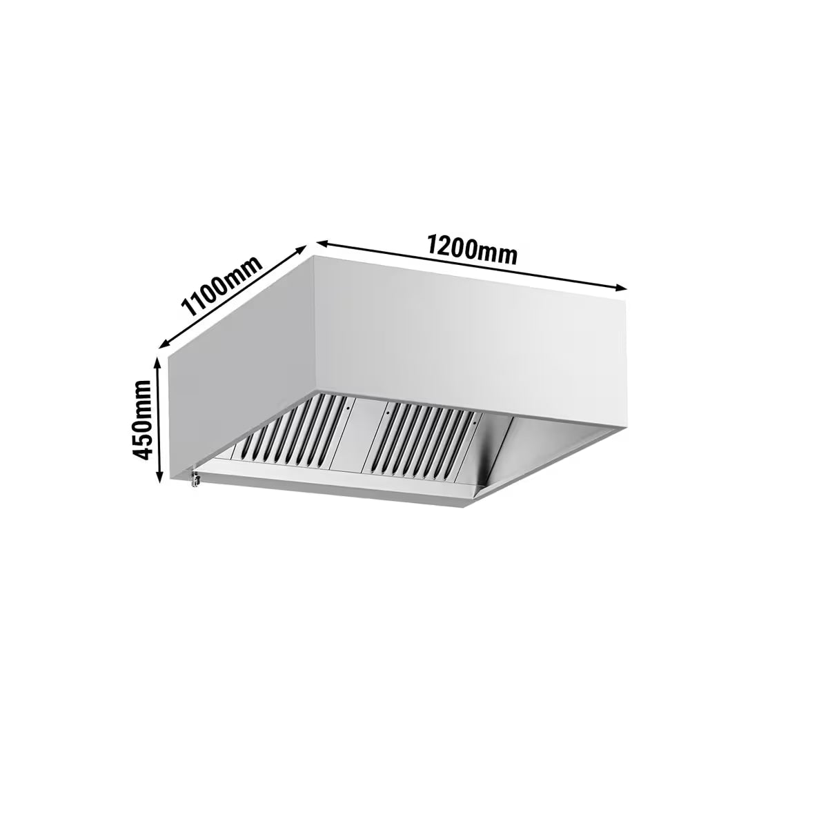 Commercial Box Extractor Hood – 1200mm – with Baffle Filters & Lighting