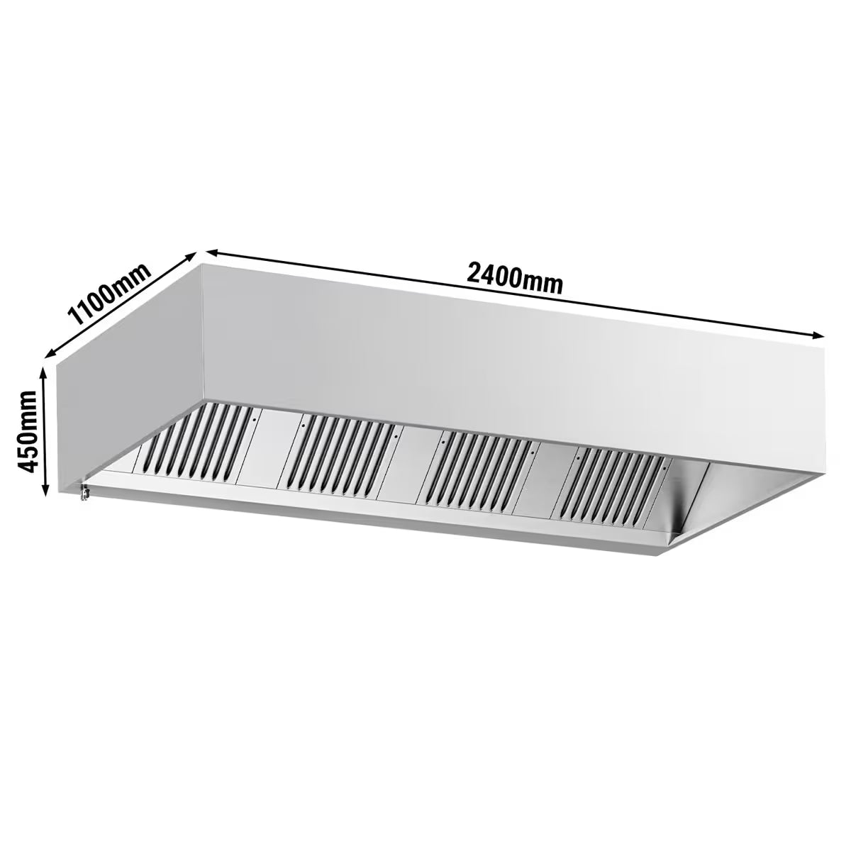 Commercial Box Extractor Hood – 2400mm – with Baffle Filters & Lighting