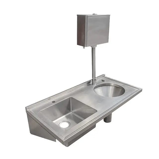 Combination Sluice Sink With Slop Hopper and Drain Board - 1200 X 600 X 1350 mm