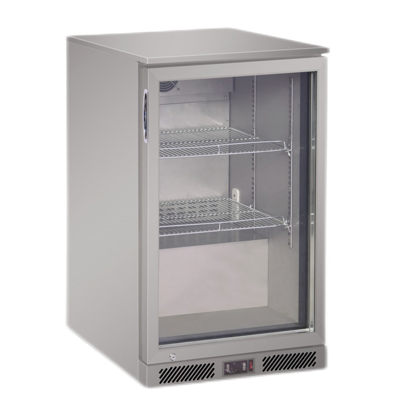 Commercial Back Bar Cooler refrigerator - 600mm - 126L - with 1 glass swing door - Stainless Steel