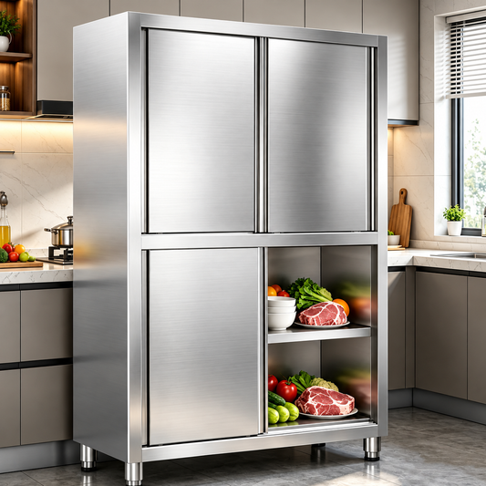 Stainless Steel Upright Storage Cabinet with Sliding Doors – 1200mm x 500mm x 1800mmH