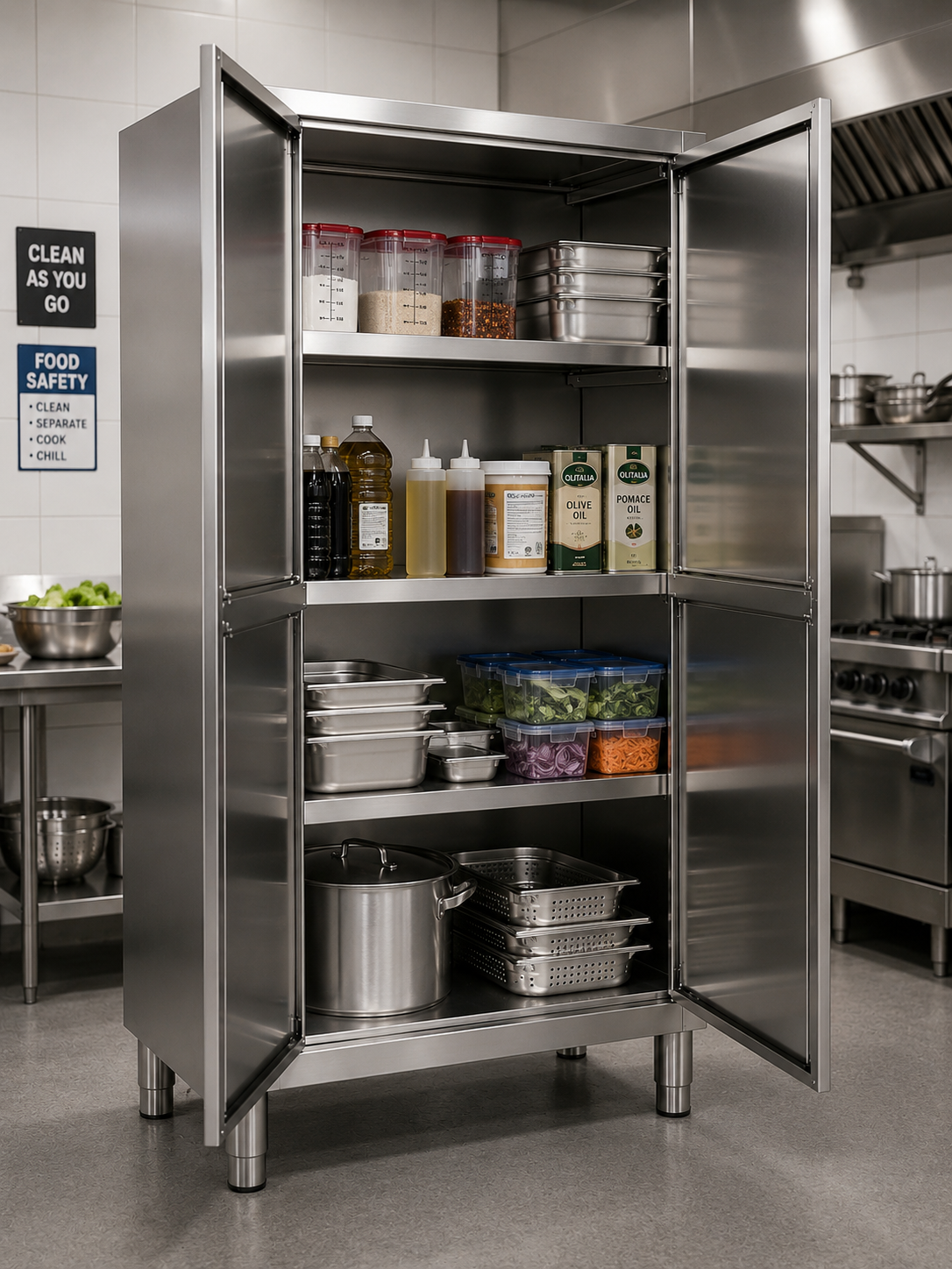 Double Door Stainless Steel Storage Cabinet – 1200(W) × 700(D) × 2000(H) mm