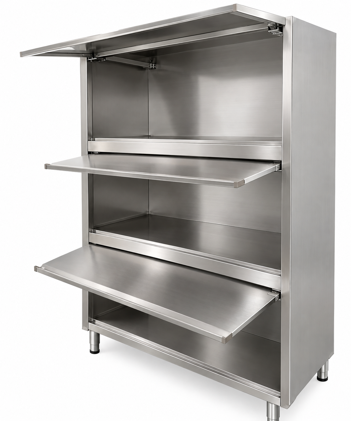 Stainless Steel Storage Cabinet with 3 Lift-Up Door 1200mm x 500mm x 1800mmH