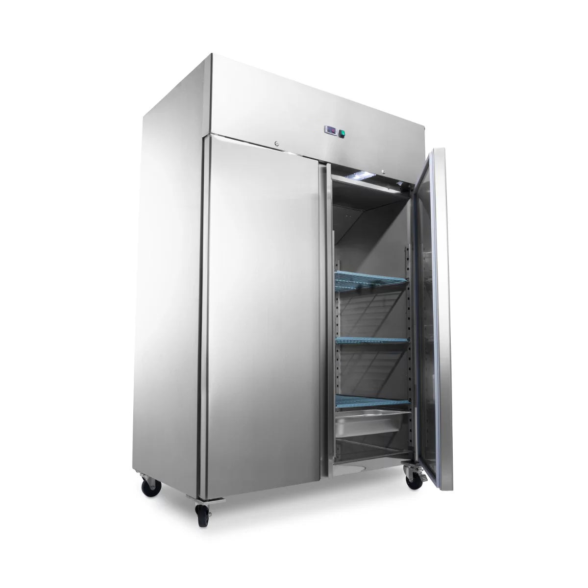 Commercial Kitchen Upright Refrigerator 1200 L Stainless Steel PREMIUM – Double Door - GN 2/1 - 0 to +10 °C