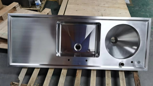 Combination Sluice Sink With Slop Hopper and Drain Board - 1600 X 600 X 1350 mm