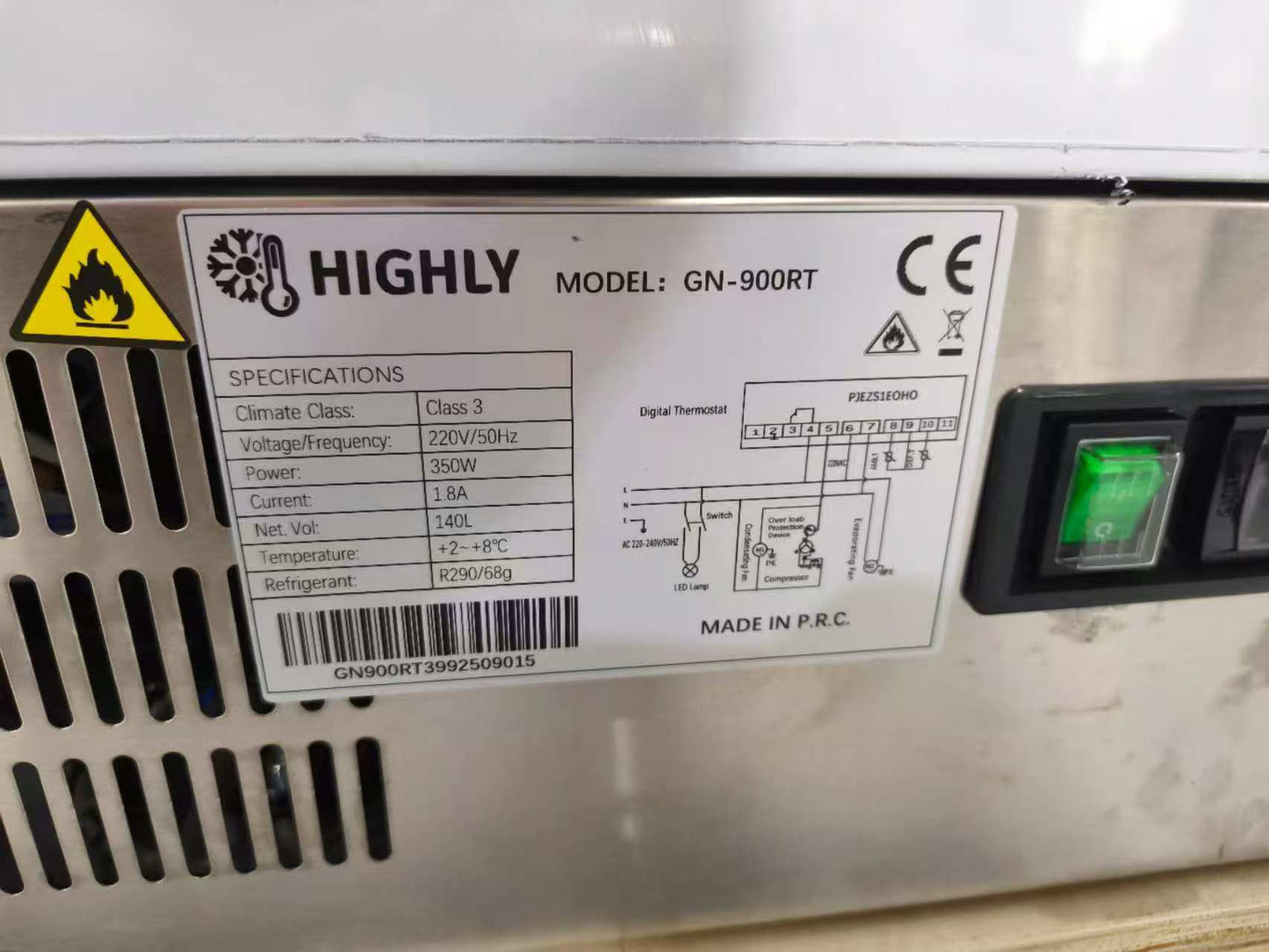 Countertop PASTRY/CAKE Display Fridge 160L – Flat glass - 2 shelves - 2 sliding Doors - Stainless Steel