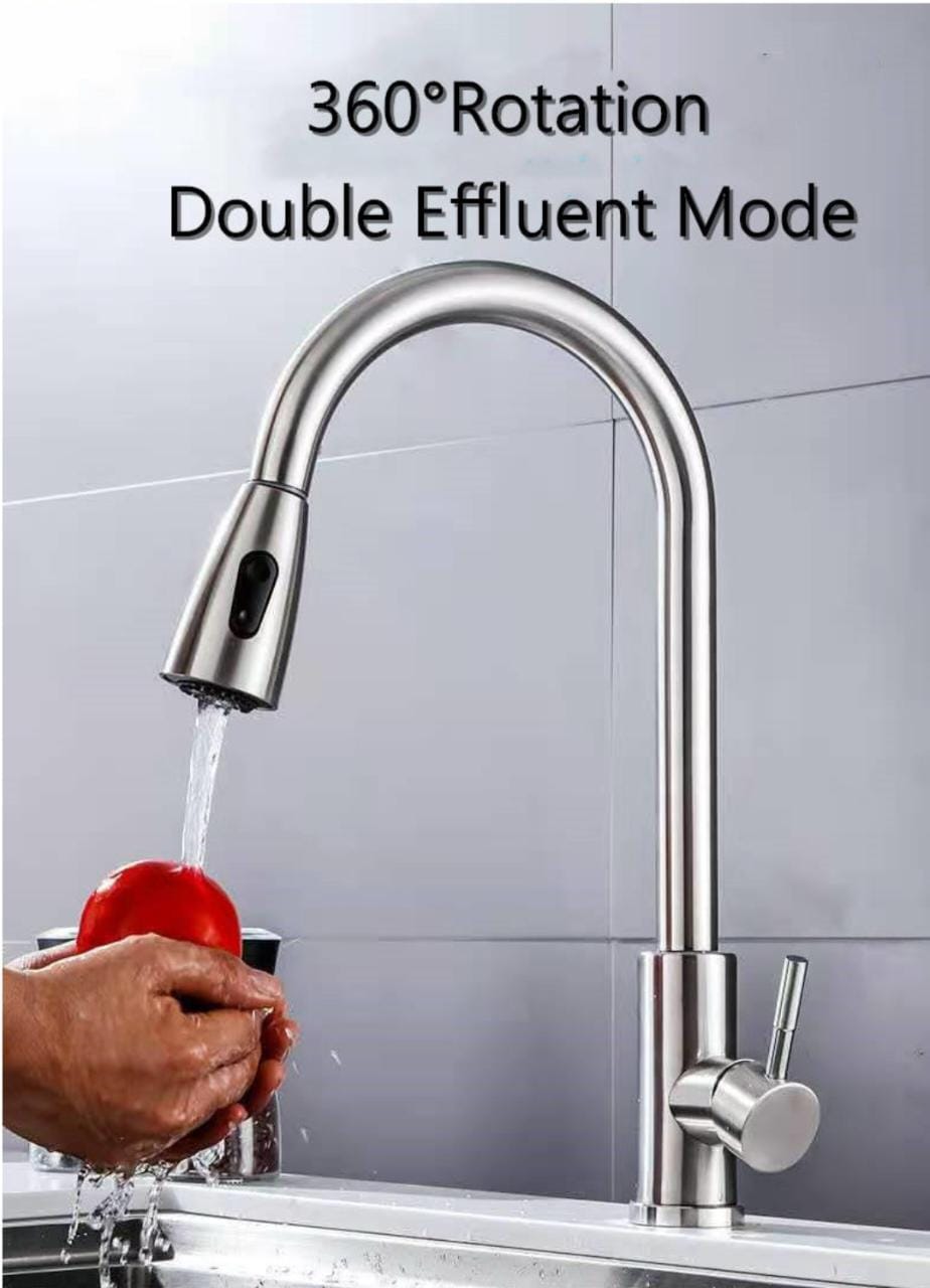 Stainless Steel Brushed Deck Mounted Pull Out Faucet